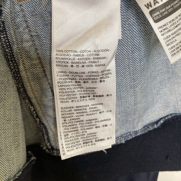 LEVI'S Premium Denim Bomber Blue/Red/White Jacket Snap Up Womens Small RARE 90s - Picture 14 of 16